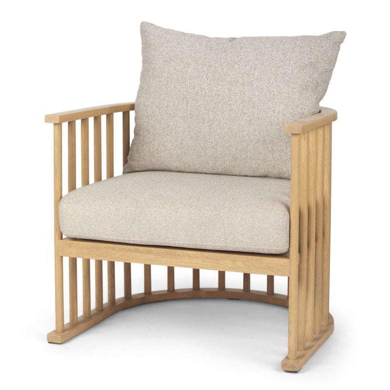 Upholstery Solid Wood Barrel Chair - Beige