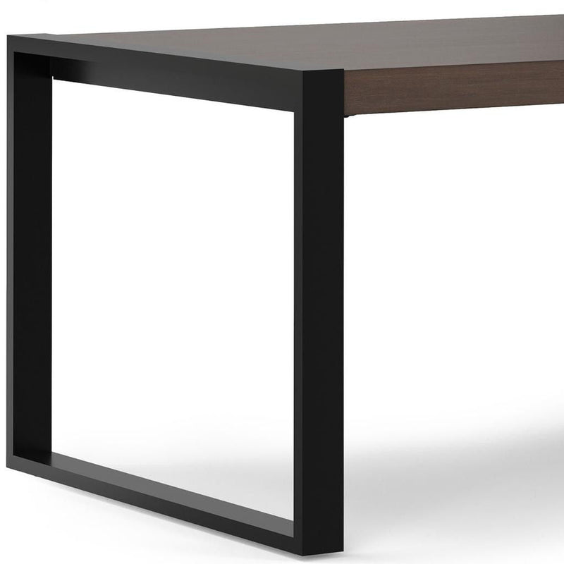 66" Solid Wood Iron Frame Base Dining Table - Gray / Black