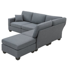 Load image into Gallery viewer, [VIDEO provided][New]89.8*60.2&quot; Modern Sectional Sofa,5-Seat Modular Couch Set with Convertible Ottoman,L-Shape Linen Fabric Corner Couch Set with 2 Pillows for Living Room,Apartment,Office, 3 Colors
