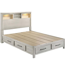 Load image into Gallery viewer, Transitional Bed With Smooth Gliding Drawers, Built In Lights, Open Headboard Shelves

