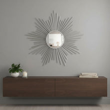 Load image into Gallery viewer, Striking Metal Sunburst Design Wall Mirror - Silver
