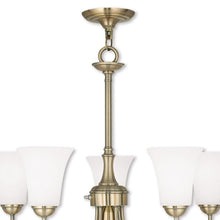 Load image into Gallery viewer, 21" Six Light Dimmable Chandelier With Shades - Antiqued Brass
