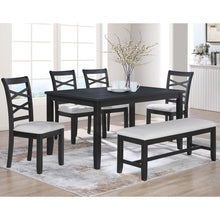 Load image into Gallery viewer, Dining Set 6 Piece With Table And Upholstered X Back Chairs - Charcoal
