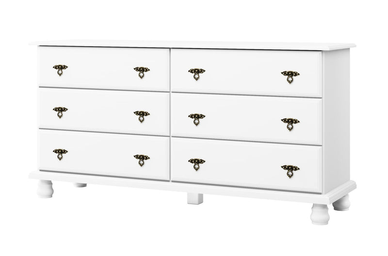 Solid Wood Six Drawer Dresser (760733) - White