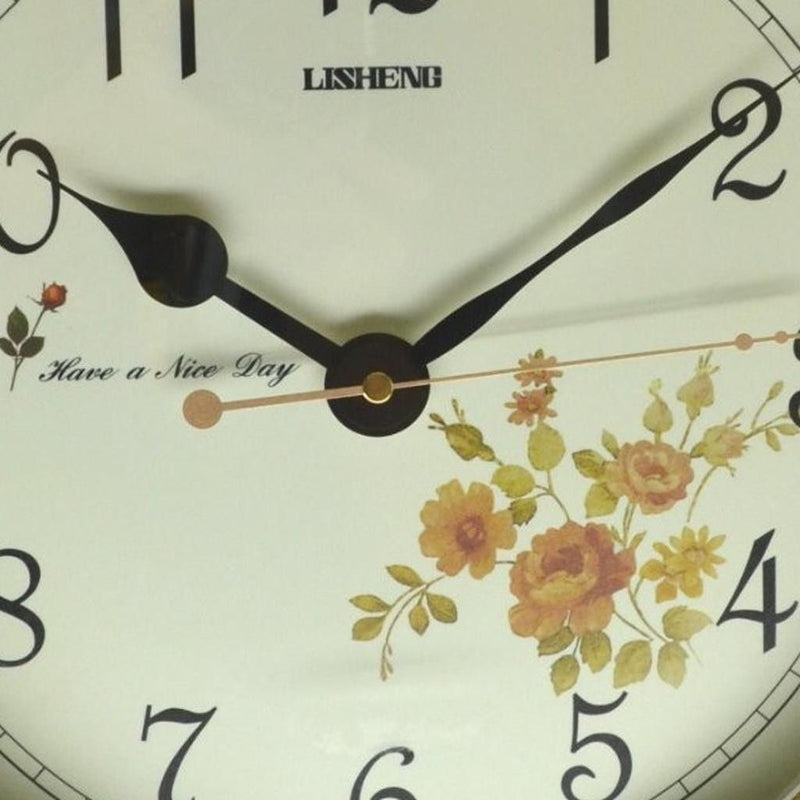 Silent Pendulum Ornate Oval Wall Clock - Antiqued White / Bronze