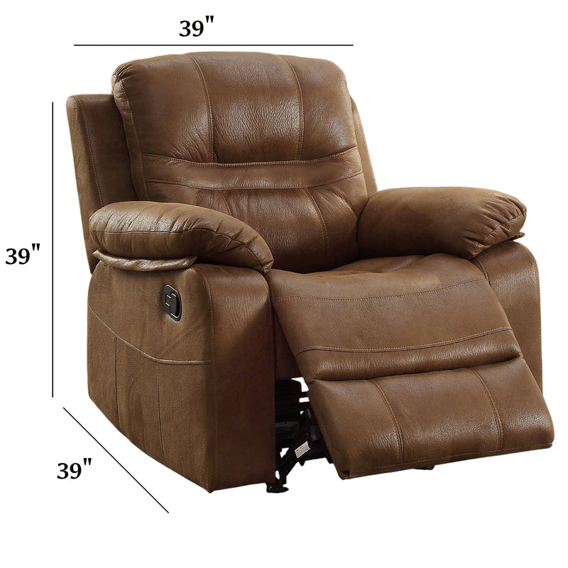 Manual Recliner With Pillow Arms And Headrest - Dark Brown