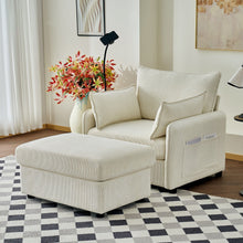 Load image into Gallery viewer, Comfy Corduroy Oversized Chaise Lounge Chair With Ottoman And Storage
