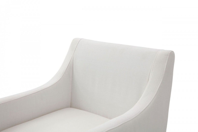 Upholstered Fabric Dining Arm Chair - White