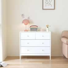 Load image into Gallery viewer, 4 Drawer Kids Dresser With Antique Brass Pulls - White
