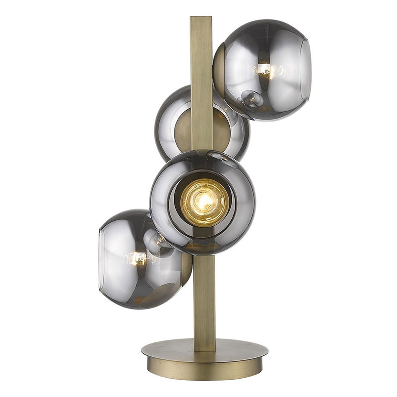 Metal Four Light Novelty Table Lamp With Silver Metallic Globe Shades - Brass