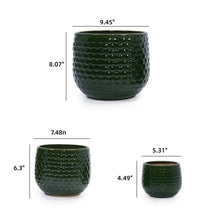 Load image into Gallery viewer, 3 Pieces Flowerpot, Planter For Patio, Garden Or Windowsills - Dark Green
