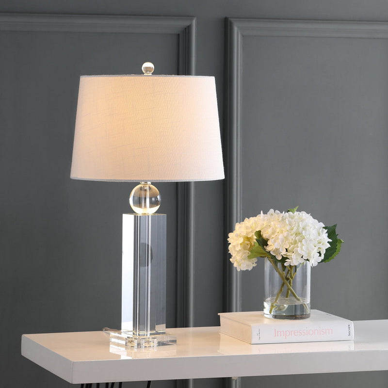 Table Lamp With Empire Shade - Silver / Clear / White