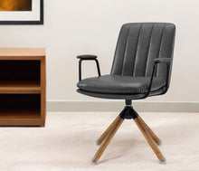 Load image into Gallery viewer, Faux Leather Swivel Arm Chair - Gray And Natural
