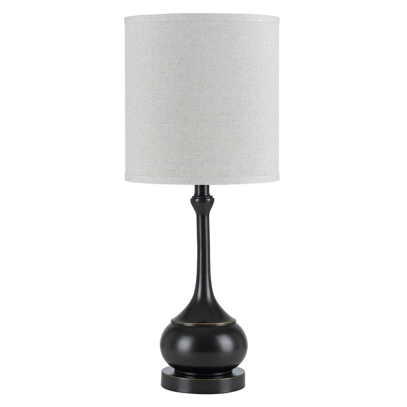 Metal Table Lamp With Beige Drum Shade - Bronze