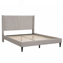 Load image into Gallery viewer, Eastern King Size Platform Bed, Upholstered Headboard - Light Brown
