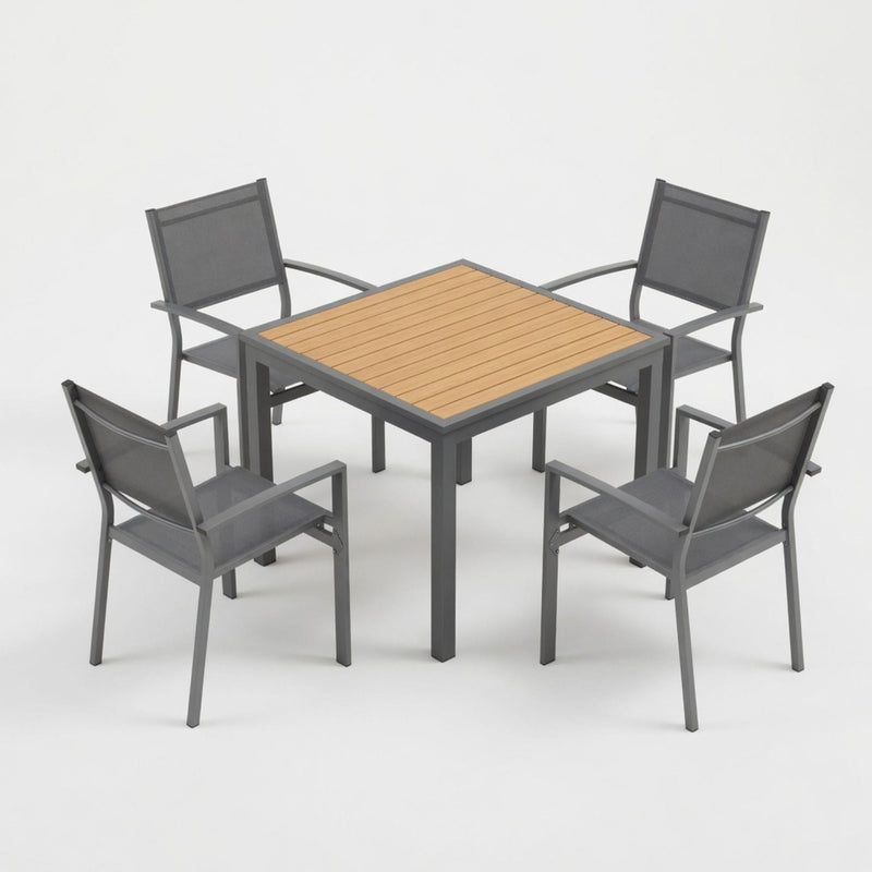 5 Piece Patio Dining Set, Table And Chairs For Outdoor Use - Gray