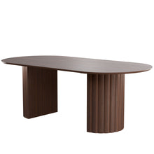 Load image into Gallery viewer, 86'' Wood Double Pedestal Base Oval Dining Table - Walnut
