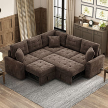 Load image into Gallery viewer, L-Shape Sofa Bed Pull-Out Sleeper Sofa With Wheels, USB Ports, Power Sockets For Living Room
