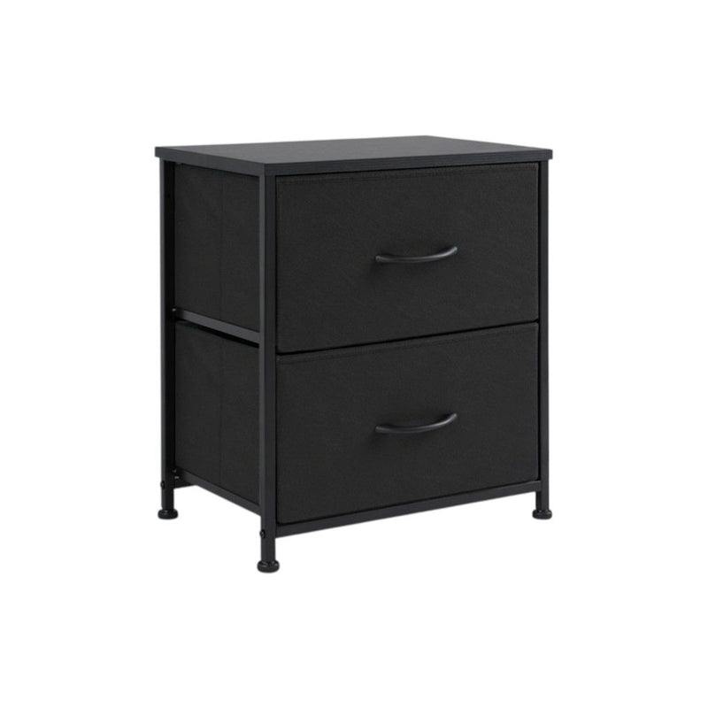 Fabric Metal And Wood Two Drawer Dresser - Black