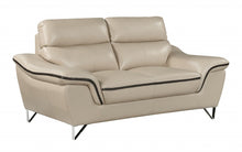 Load image into Gallery viewer, Love Seat Faux Leather - Beige / Silver
