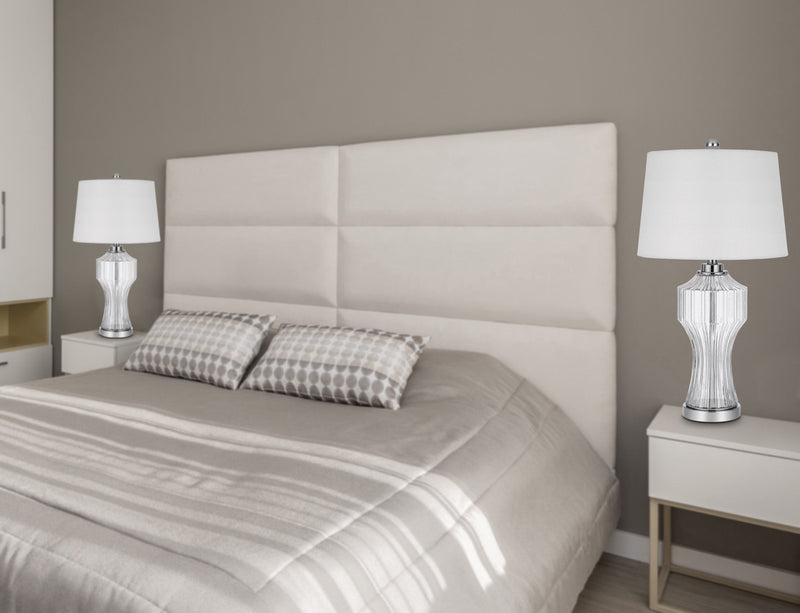 Glass Table Lamp With Empire Shade - Clear White