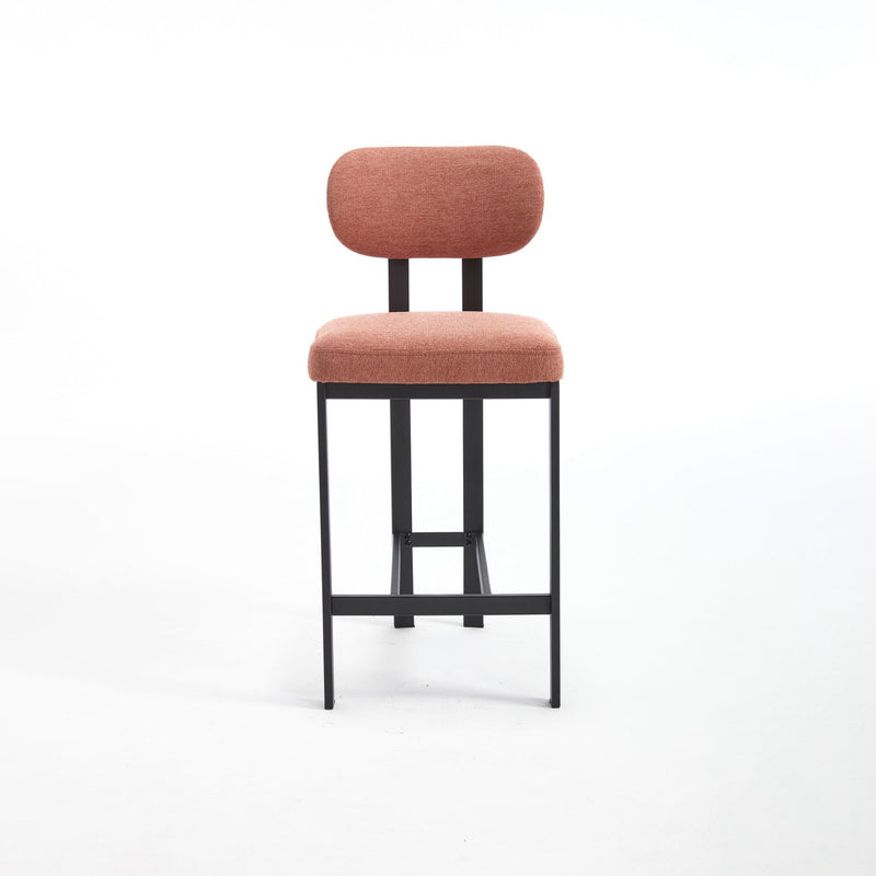 Fabric Metal Counter Height Bar Chairs (Set of 2) - Orange / Black