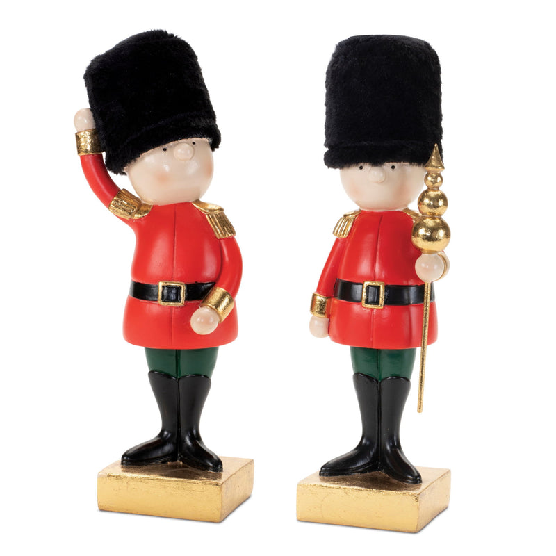 Poly Christmas Nutcracker Figurines (Set of 2) - Black / Gold / Red