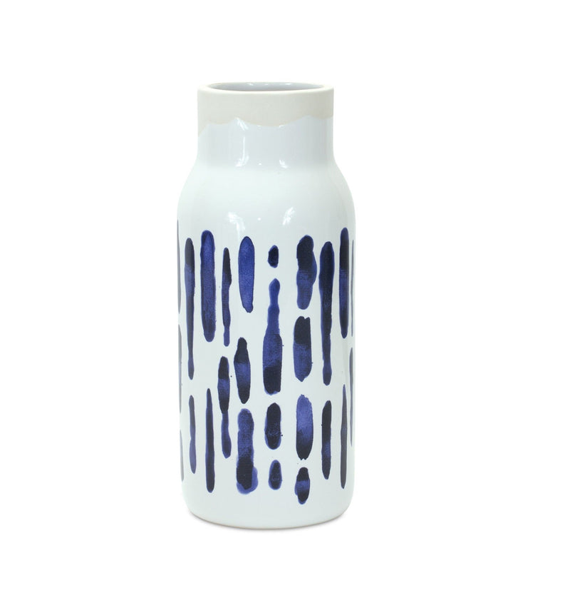 Abstract Cylinder Table Vase (Set of 2) - Blue / White