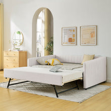 Load image into Gallery viewer, Upholstered Daybed With Trundle With Vertical Stripes
