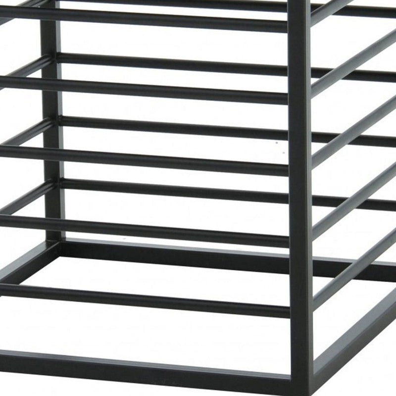 Contemporary Glass Square End Table - Black And Metal