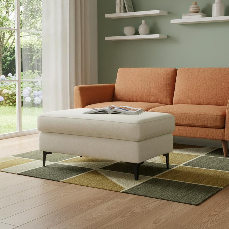 36" Fabric Ottoman - Cream / Black