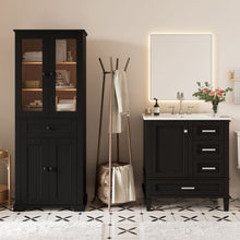 Load image into Gallery viewer, Bathroom Vanity &amp; Tall Storage Cabinet Set With Doors, Adjustable Shelves, Soft Close Hinges, Sink
