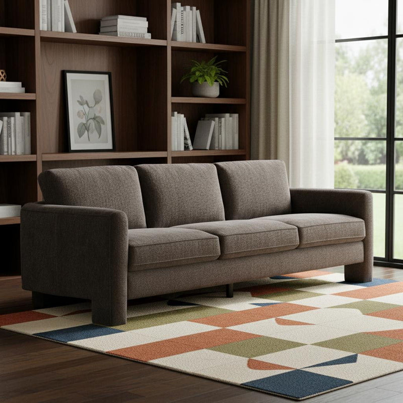 Fabric Solid Wood Sofa - Dark Gray