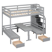 Load image into Gallery viewer, Full over Full Size Bunk with staircase,the Down Bed can be Convertible to Seats and Table Set,Gray
