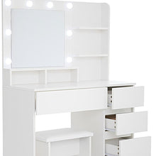 Load image into Gallery viewer, Wood Five Drawer Vanity Table - White
