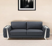 Load image into Gallery viewer, Italian Leather Sofa - Gray / Silver
