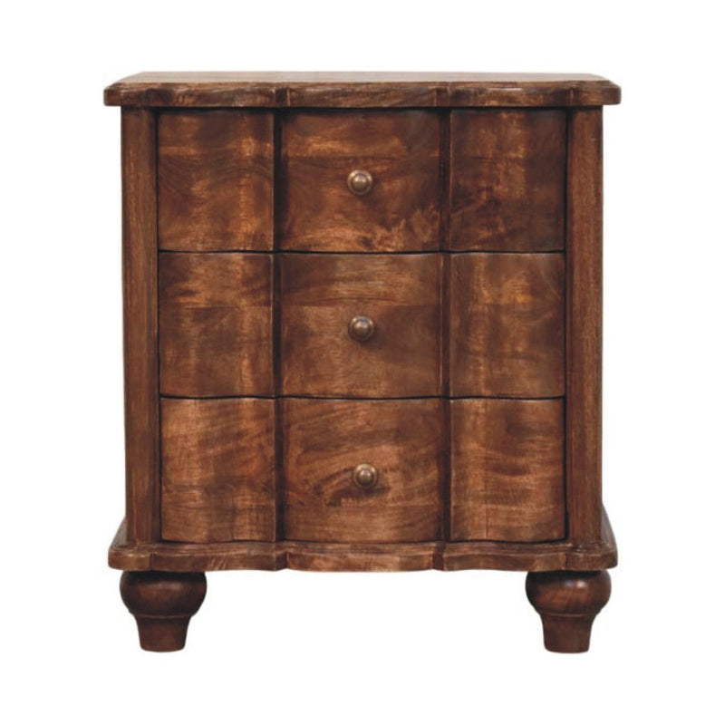 25" Solid Wood Two Drawer Nightstand - Brown