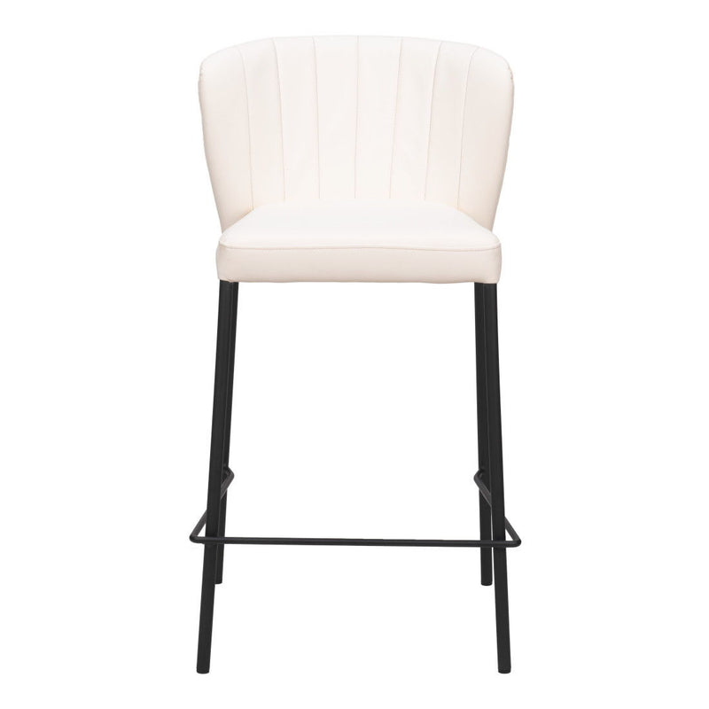 Faux Leather And Steel Counter Height Bar Chairs (Set of 2) - Cream And Black