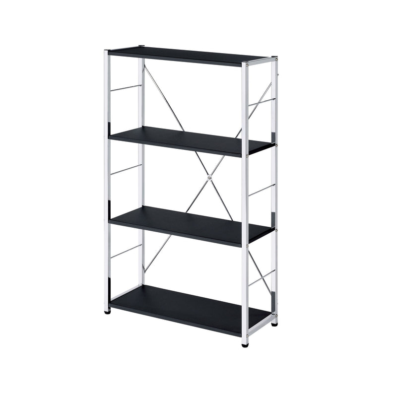 Four Tier Etagere Bookcase - Black / Silver