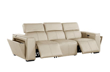 Load image into Gallery viewer, Top Grain Leather Reclining Metal USB Sofa (720385) - Beige
