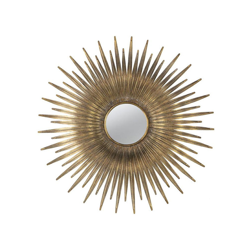 28" Sunburst Iron Framed Accent Mirror - Gold
