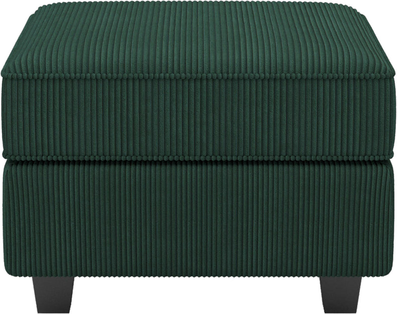 26" Corduroy Storage Ottoman - Green / Black