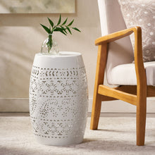 Load image into Gallery viewer, Transitional Ruby - Side Table With Lace Cut Design - White
