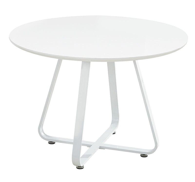 43" Wood And Metal Sled Base Round Top Dining Table - White