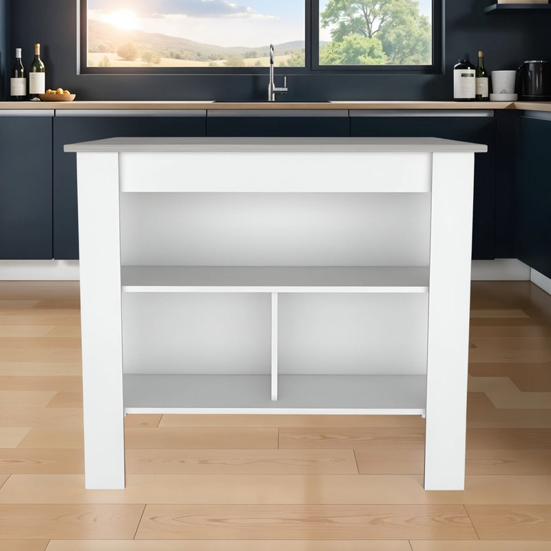 41" Kitchen Island With Storage - Gray / White