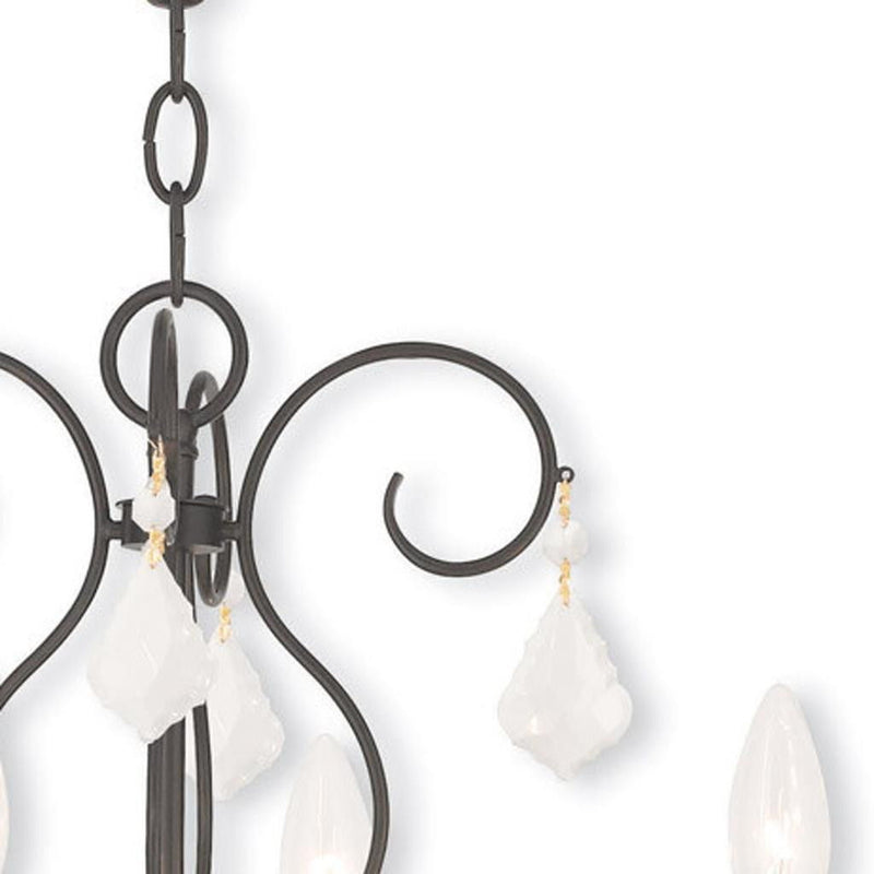 Four Light Metal Dimmable Chandelier With Shades - Bronze / Clear