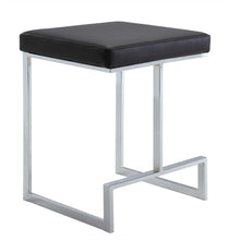 Load image into Gallery viewer, Faux Leather And Steel Backless Counter Height Bar Chair 24" - Black
