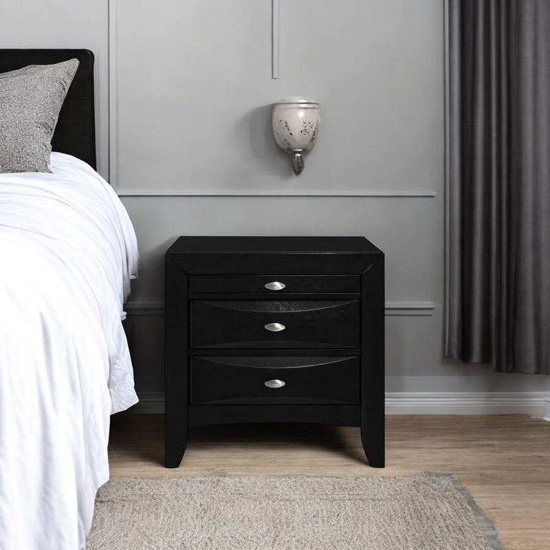 Nightstand With 2 Chambered Drawer - Black