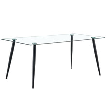 Load image into Gallery viewer, Modern Rectangular Glass Dining Table With Tempered Glass Top And Metal Legs For 4 - 6 People - Black / Transparent
