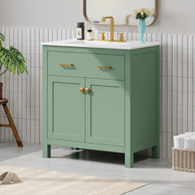 Load image into Gallery viewer, Bathroom Vanity With Ceramic Sink, Modern Single Bathroom Cabinet With 2 Doors And A Shelf, Soft Close Doors
